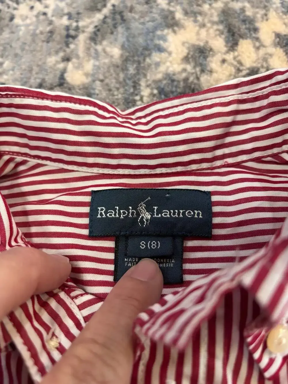 Ralph Lauren Boys Striped Button Shirt S(8) Red